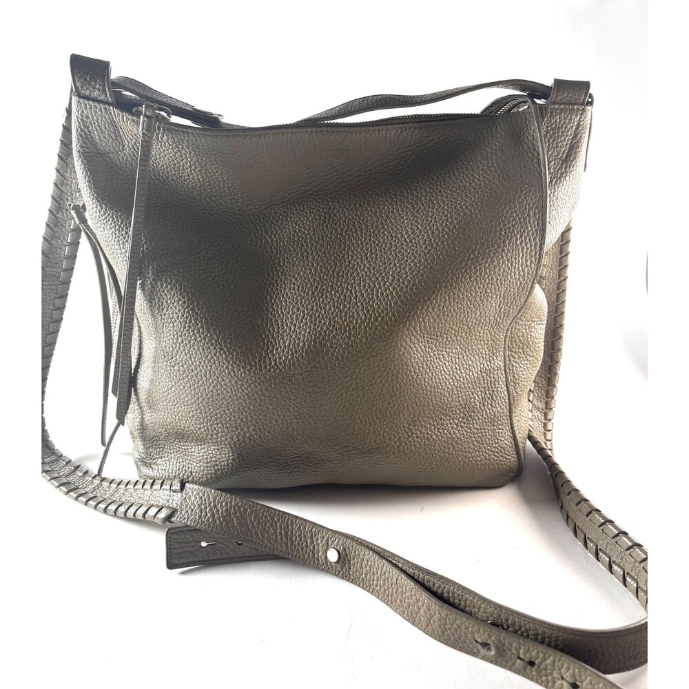 ALLSAINTS Kita Gray Pebbled Leather Slouchy Convertible Backpack